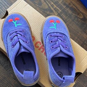 Bobo Choses Purple Corduroy Sneakers with Cherries Size 25/8.5